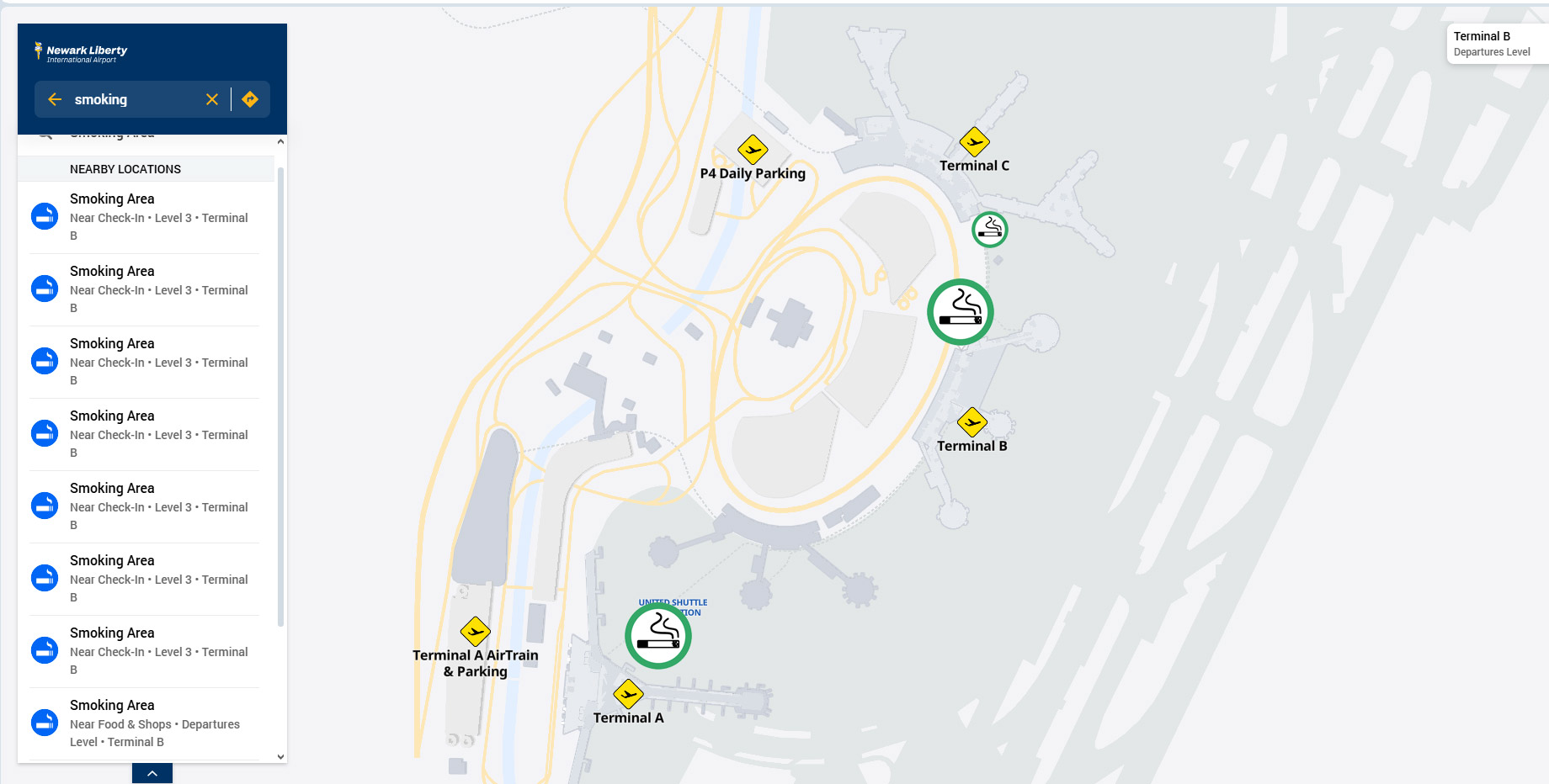 Smoking Areas at Newark Liberty Airport (EWR)