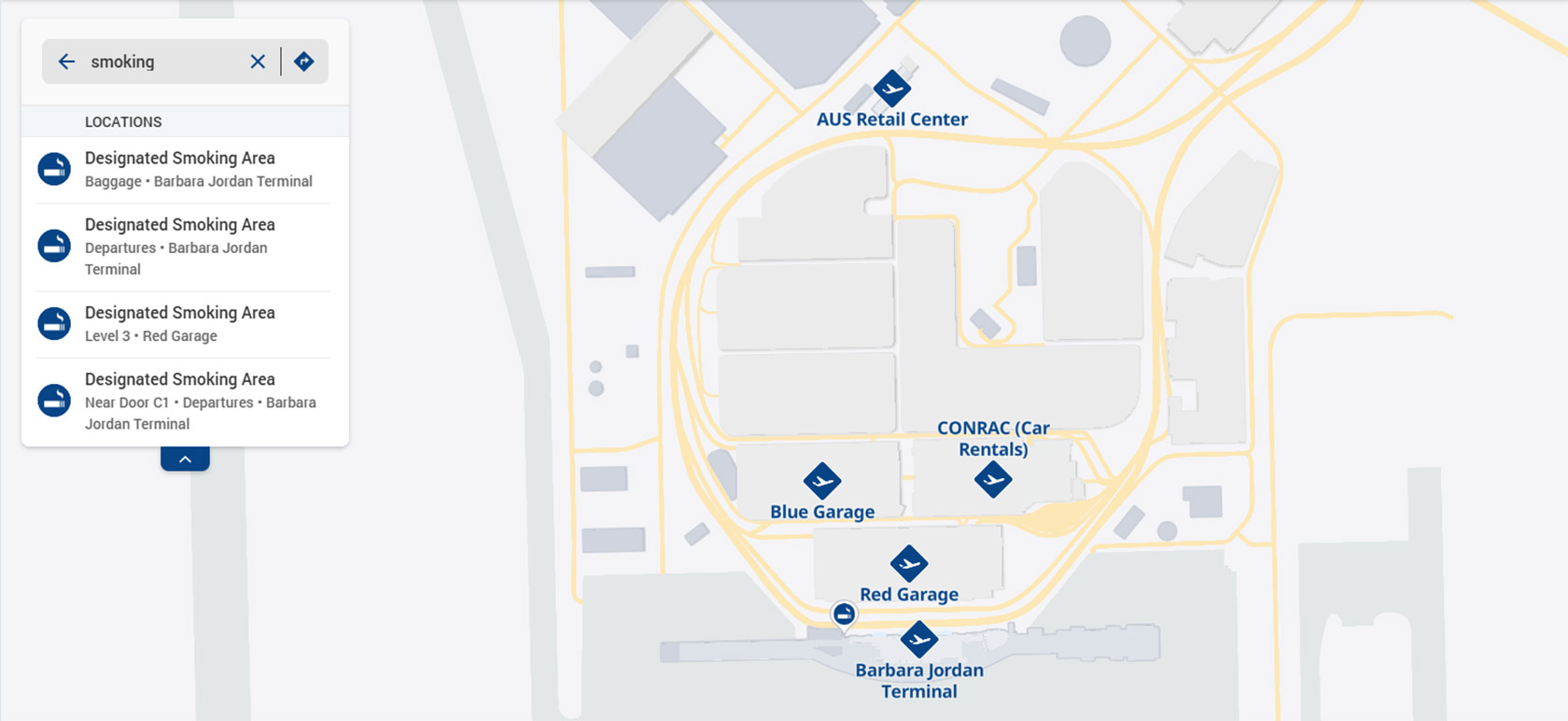 Smoking Areas – Austin–Bergstrom Airport (AUS)