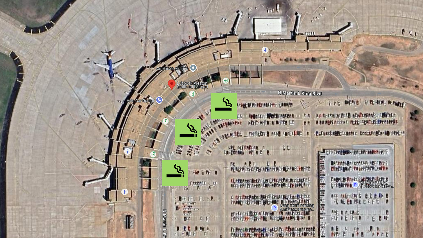 Smoking zona – Lubbock Preston Smith Airport (LBB)